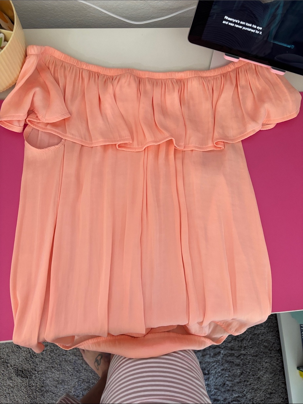 Maurices Peach Off-Shoulder Ruffle Blouse